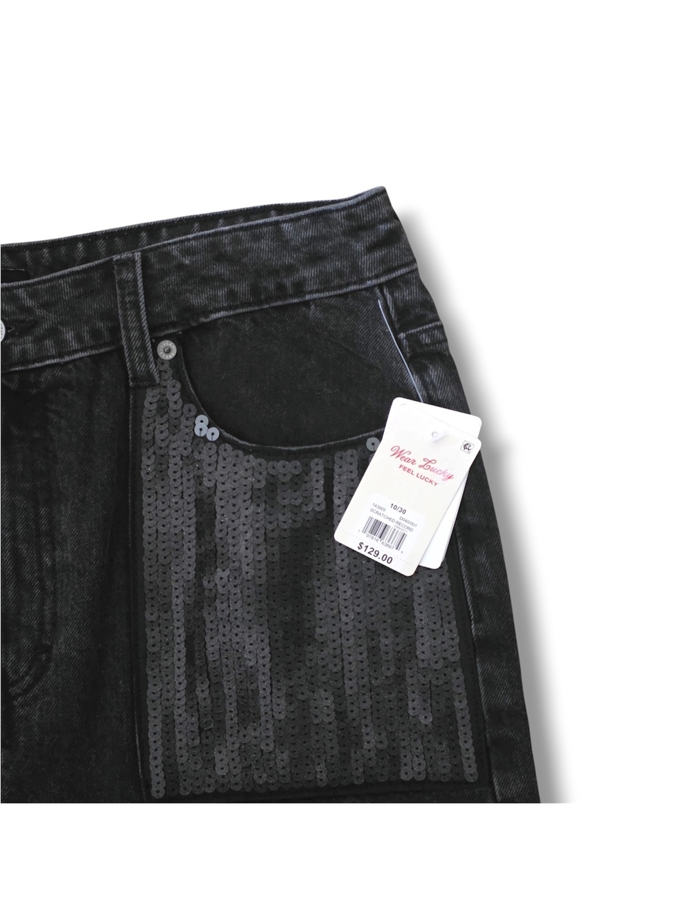 Lucky Brand Women’s Black Metallic Denim Mini Skirt - Picture 4 of 4